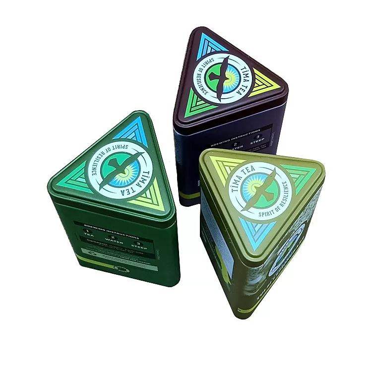 Triangular Tin Box for Packing Tea